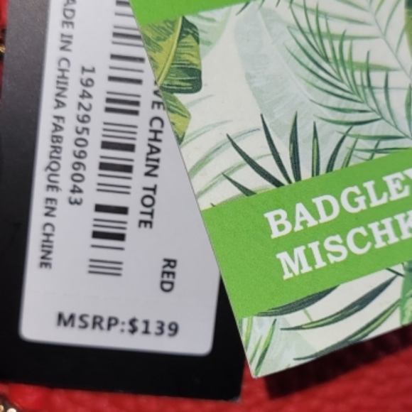 Badgley Mischka Red Vegan Tote Bag - Picture 8 of 8